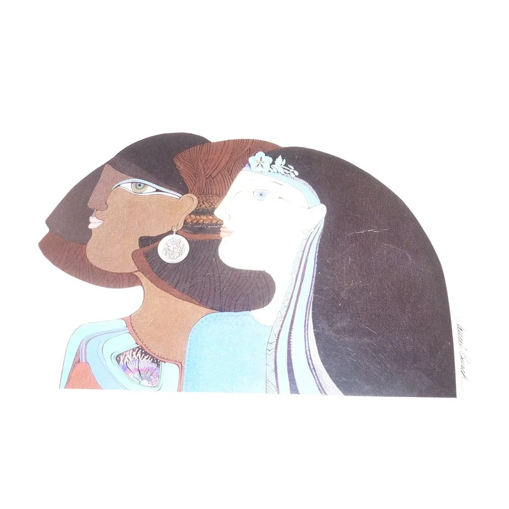 Vintage 1981 Laurel Burch Women of Jhadida‎ Postcard 1986 Funny Gold Ink Message
